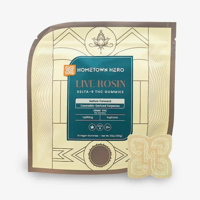 Hometown Heroes Hemp Derived D9 Live Rosin Gummies 25 mg 10 Pack