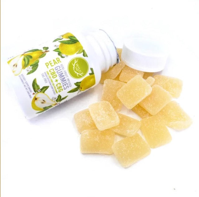Wyld CBD + CBG Uplift Pear Gummies, 20 mg CBD + 10 mg CBG per gummy