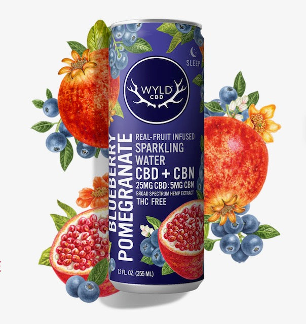 Wyld CBD+ CBN Infused Sparkling Water - Blueberry Pomegranite