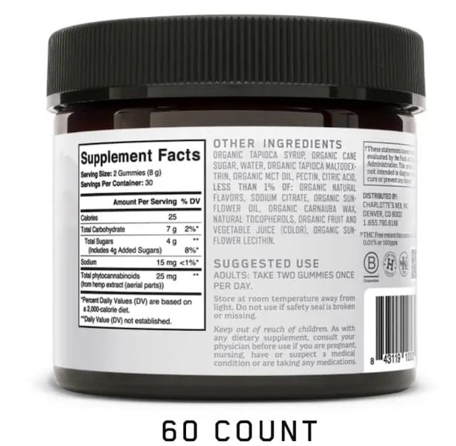Charlotte's Web THC Free Gummies - 15 - 25 mg, 60 count