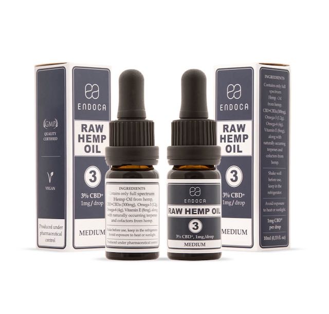 Endoca Raw Hemp Oil Tincture 10ml 300 mg, 10 ml 1500 mg, 10 ml 3000mg