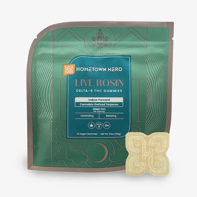 Hometown Heroes Hemp Derived D9 Live Rosin Gummies 25 mg 10 Pack