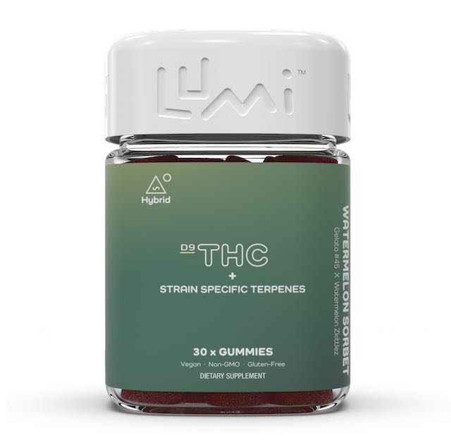 Lumi D9 THC Strain Specific Gummies - Watermelon Sorbet- Hybrid