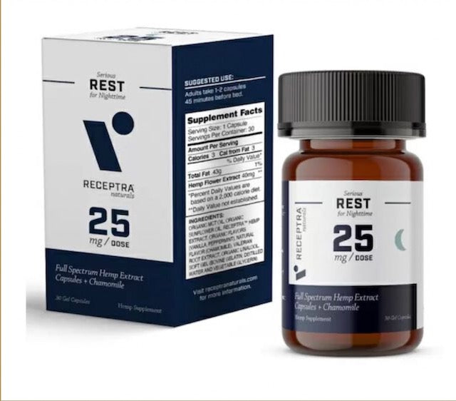 Receptra Serious Rest for Nightime Gel Capsules 25 mg 30 count