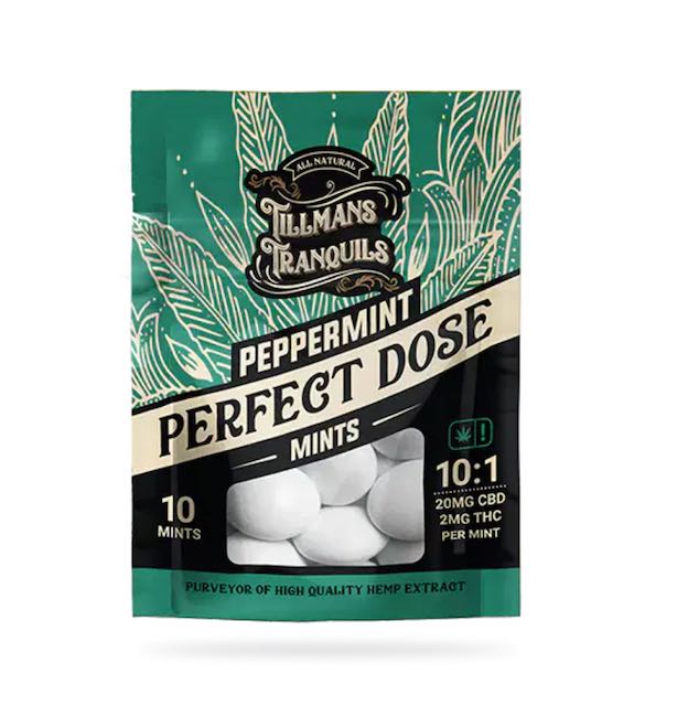 Tillmans Tranquils Peppermint Perfect Dose Mints 20mg CBD 2mg THC