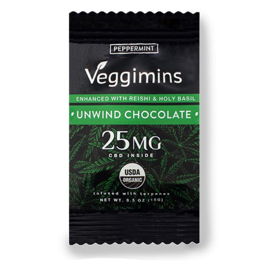 Veggimins Unwind Mint Chocolate with Reishi, Basil & 25 mg of cbd