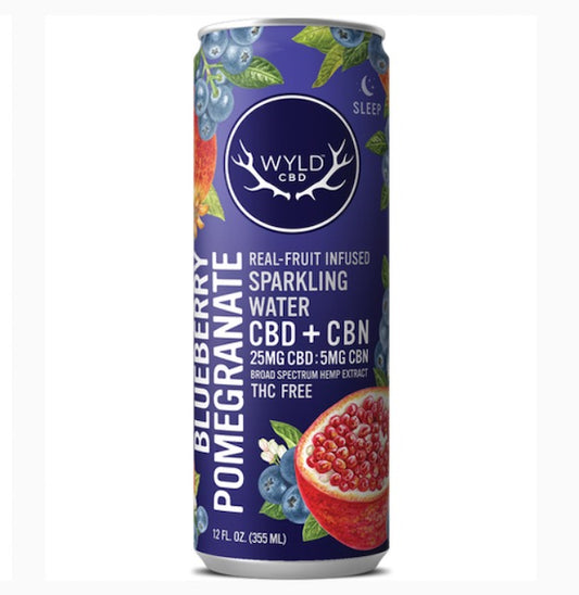 Wyld CBD+ CBN Infused Sparkling Water - Blueberry Pomegranite